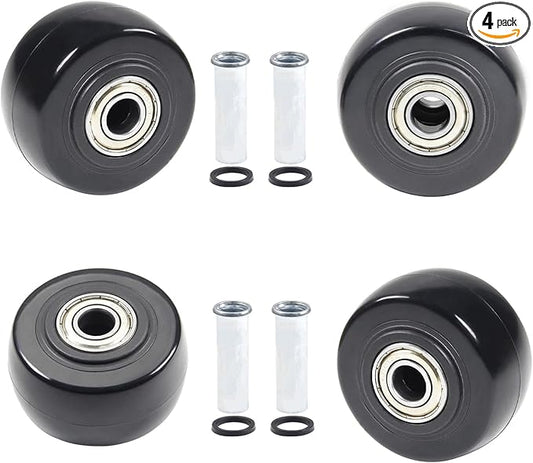 2.5" x 1.25" 4Pcs Push Cart Wheels 2.5 Inch PU Caster Wheels Just Wheel, 3/8" axle Small Plate Casters, Roller Wheel with Bearing Replacement Wheels for Laundry Cart Cargo Elevator Hand Truck
