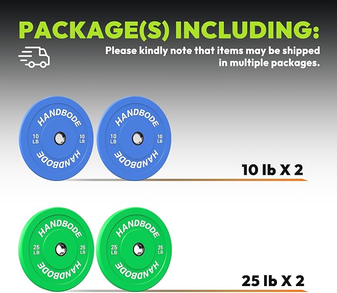 Colored Bumper Weight Plates Olympic Weight Plate Set 2-Inch, 10/15/20/25/35/45/55 lb Barbell Weight Plates Set for Home Gym, Rubber Strength Training Weights Plates for Weight Lifting