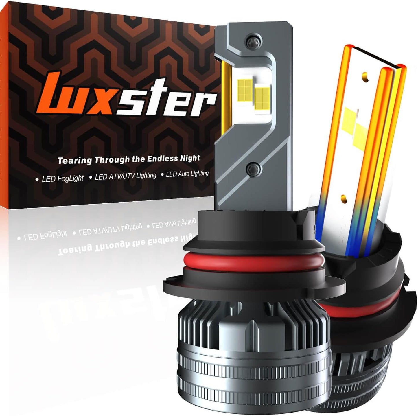LUXSTER | Punisher 9007 HB5 LED Bulbs, 40000LM Ultra Bright, Triple Copper Pipes Cooling Tech(Unique), Dual Beam, Plug-N-Play Installation, 6000K Pure White, IP68 Waterproof Foglight, Pack of 2