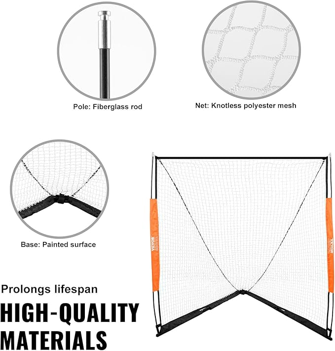 VEVOR Portable Lacrosse Goal - Complete Training Accessory Set with Extended Coverage for Youth and Adults