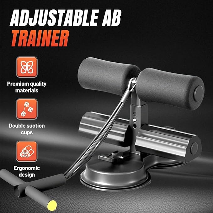Ab dominal training aid, double suction cup trainer, three-level height adjustment, multifunctional adjustable abdominal trainer with drawstring, suitable for home fitness