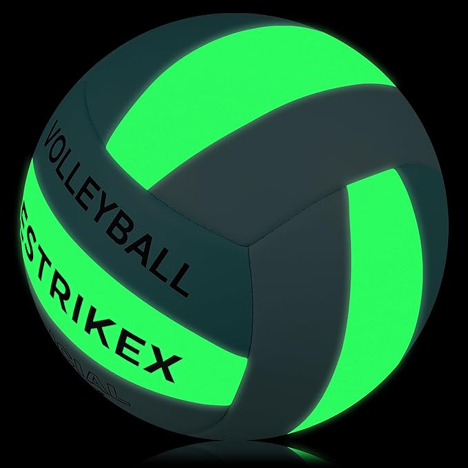 Official Size 5 Glow in The Dark Volleyball, Fluorescent Light Night Volleyball Soft Indoor Outdoor Volleyball Gift Luminous Night Light Ball for Game Gym Training Beach Play with Pump Kit