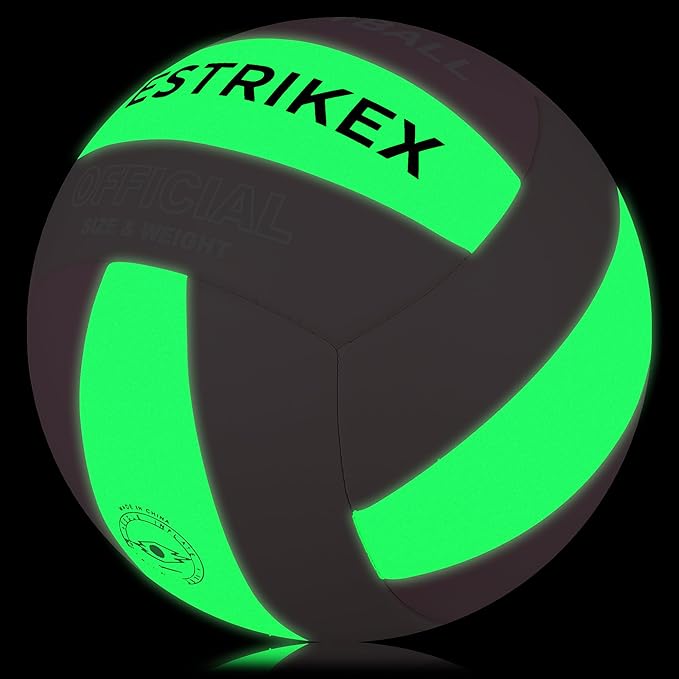 Official Size 5 Glow in The Dark Volleyball, Fluorescent Light Night Volleyball Soft Indoor Outdoor Volleyball Gift Luminous Night Light Ball for Game Gym Training Beach Play with Pump Kit
