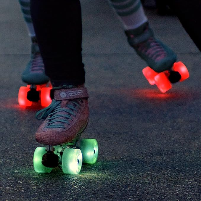 Bont Skates - Glow Light Up LED Quad Roller Skate Wheels - Recreational Street Outdoor Skating - 62x35mm 83A - Set of 4 wheels (Misty Teal)