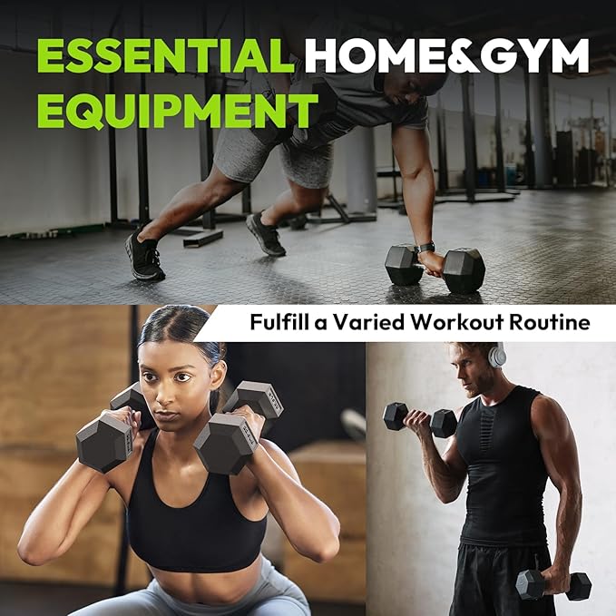 Hex Dumbbell Sets with Rack, 290-670 lb Rubber Encased Exercise & Fitness Dumbbells Set, Hand Weight for Strength Training, Weight Dumbbells