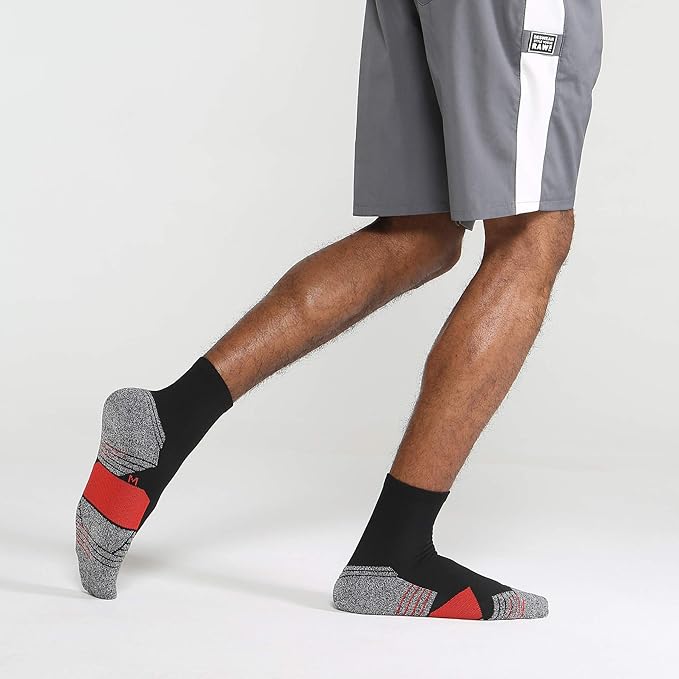 WANDER Men's Athletic Ankle Socks 6-7 Pairs Sports Moisture-wicking Running Basketball Cycling Socks 6-9/10-12/12-14
