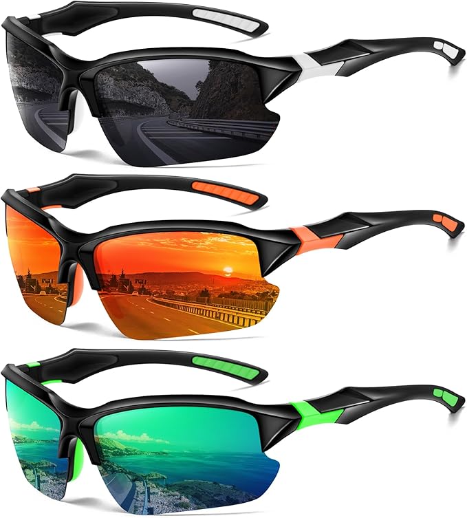 Sports Polarized Sunglasses for Men Cycling Running Fishing UV Protection Sun Glasses Lightweight Half Frame Goggles