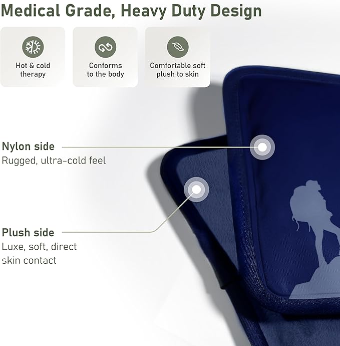 Small Soft Ice Packs for Injuries Reusable - Hot and Cold Flexible Gel Ice Packs Reusable for Ankle, Hand, Wrist, Head Pain Relief - 6" x 11" - Blue