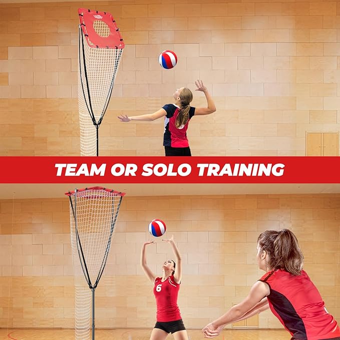 Volleyball Setter Training Net，Height & Angle Adjustable Volleyball Training Net with Metal Frame，Tripod Base for Indoor and Outdoor，Volleyball Training Equipment for Setting,Serving,Spiking