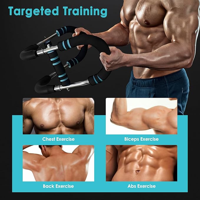 Twister Arm Trainer, 60-110lb Adjustable Chest Workout Equipment with 3-Speed Resistance, Portable Power Twister Bar for Home/Gym, Detachable Design Fitness Anywhere