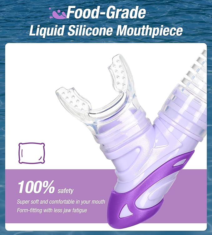 Aegend Dry Snorkel, Dive Mask Easy-Breath Free Diving Snorkel for Snorkeling Scuba Diving Freediving Swimming, with Top Dry Valve and Food-Grade Silicone Mouthpiece