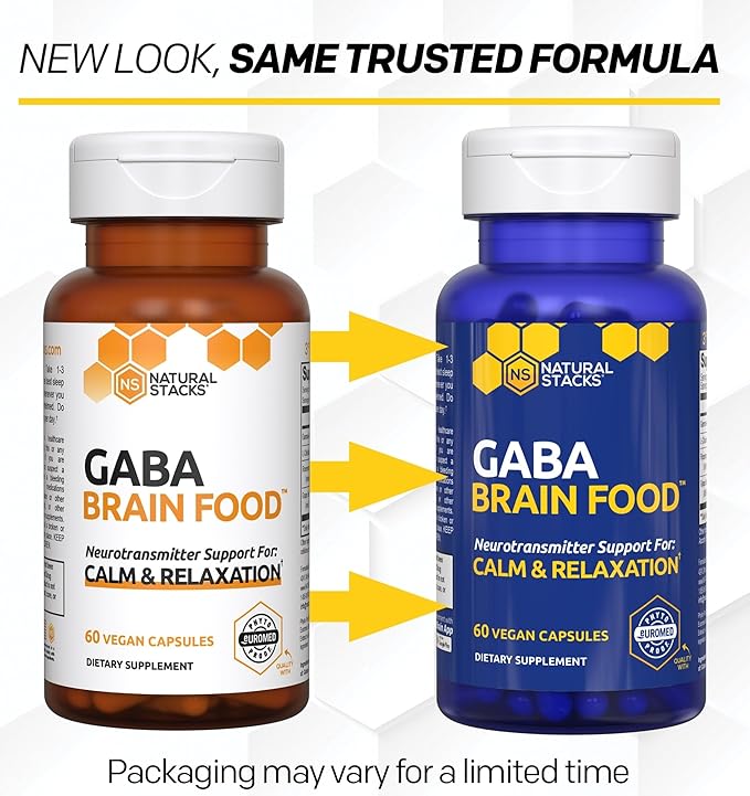 GABA Brain Food - GABA Supplement with L-Citrulline & Grape Seed Extract - Supports Calm & Relaxation - Nighttime Sleep Aid - Supports Production of Gamma Aminobutyric Acid - 120 L-Citrulline Capsules