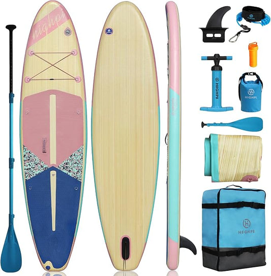 Highpi Inflatable Stand Up Paddle Board for Youth and Adults – Wide Sup with Premium Accessories, Blow Up Paddleboard for Surfing, Fishing, Yoga & More