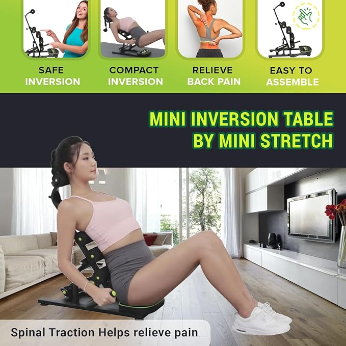 Mini Inversion Table by Mini Stretch, Relieve Back Pain, Re-Align The Spine, Stretch The Back and Neck. 330 lbs. Weight Capacity, Compact Foldable Back Stretcher