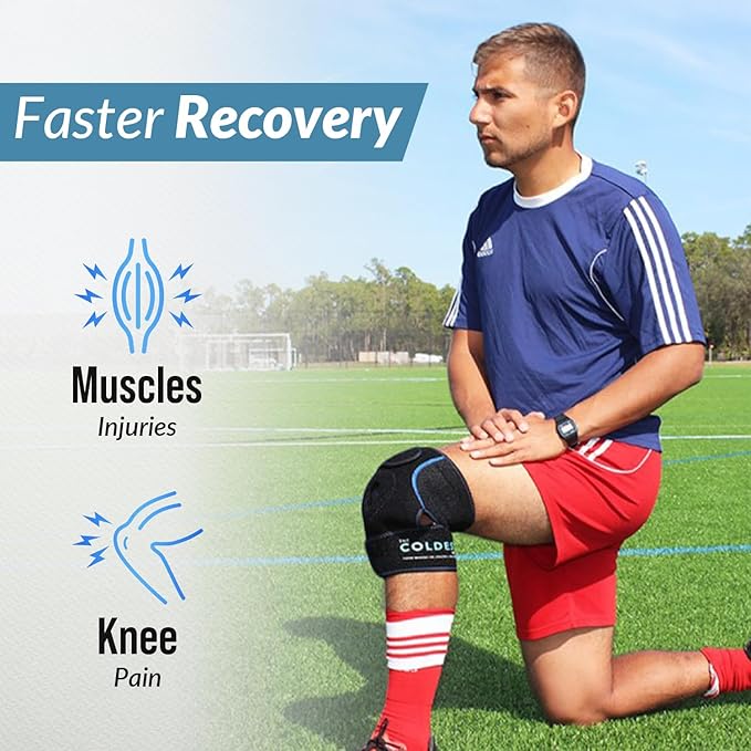 The Coldest Knee Ice Pack Wrap, Hot and Cold Therapy - Reusable Compression Best for Meniscus Tear, Injury Recovery, Bursitis Pain Recovery, Sprains, Swelling and Rheumatoid Arthritis