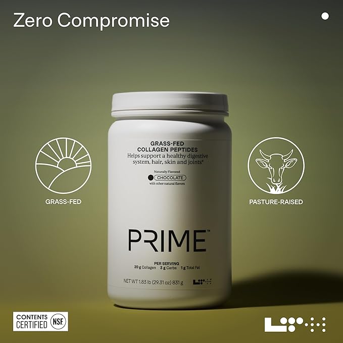 LTH Prime Collagen Peptides - Trusted by Life Time Fitness Members - Collagen Powder for Digestive Health - Supports Healthy Joints, Hair & Skin - from Grass-Fed Cows - Chocolate - 30 Servings