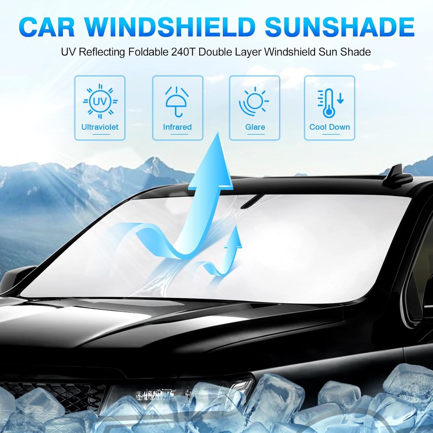 KUST Windshield Sun Shade for 2023-2025 2026 Lexus RX 350 Accessories Window Sunshade Sun Visor Protector Foldable Blocks UV Rays Keep Your Car Cooler