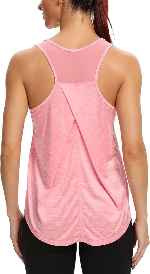 Aeuui Womens Workout Tops for Women Racerback Tank Tops Mesh Yoga Shirts Athletic Running Tank Tops Sleeveless Gym Clothes