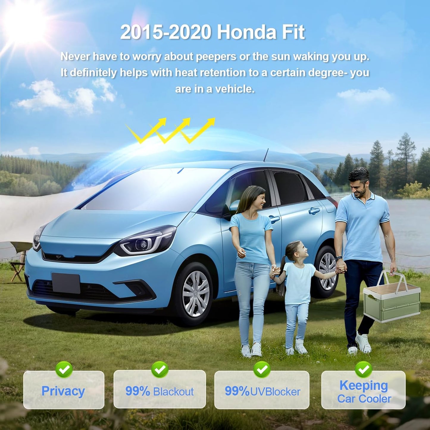 10pcs Car Window Shades for 2015-2020 Honda Fit Accessories,Windshield Side Rear Full Sunshade,Sun Visor UV Blocking, Privacy Protection and Blackout for Camping Outdoor