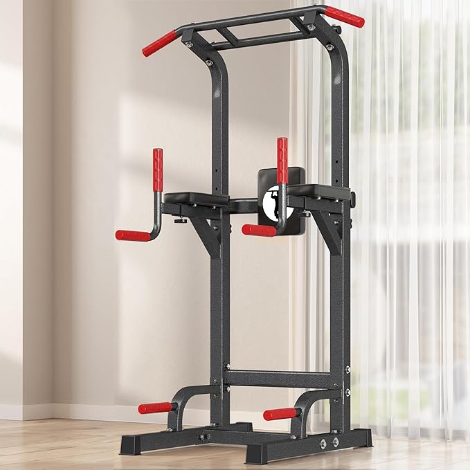 SogesPower Power Tower Pull Up Bar Station Multi-Function Pull Up Bar Stand for Home Gym, Adjustable Height Pull Up Dip Station Dip Bar Strength Training Fitness Equipment,Up to 500LBS
