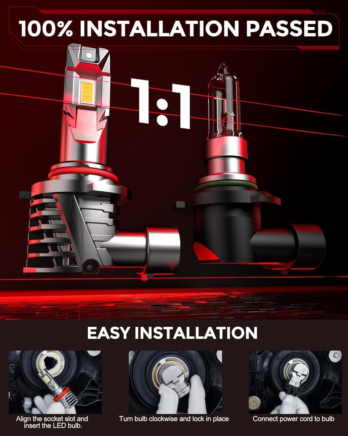 [2025 Upgrade] 9005 Led Bulbs, [latest & Brightest] 40000lm 800% Brightness Fog Lights Bulbs Real 1:1 Mini Size Design, Plug and Play Non-Polarity, 6000k Cool White，Pack of 2