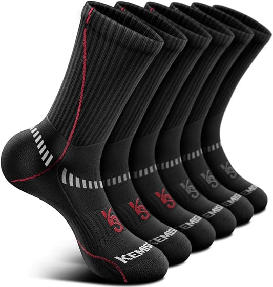 BULLIANT Compression Socks for Men 6Pairs, Athletic Crew Socks Cushioned For Men Sports Running-Arch Support