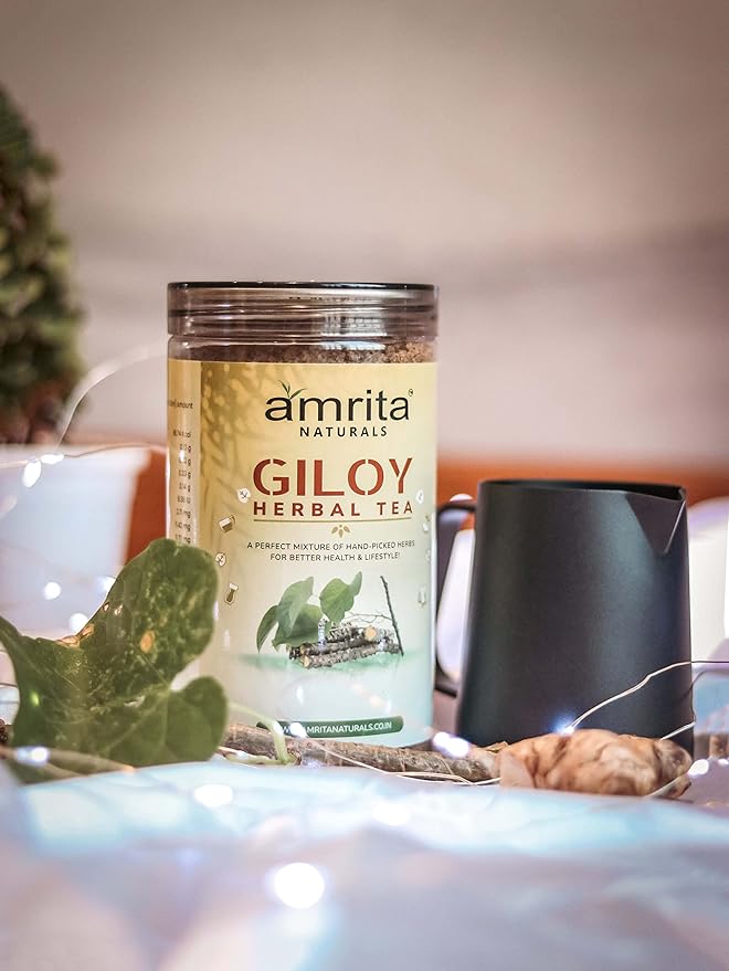 Amrita Naturals Giloy Guduchi Instant Herbal Tea – Pack of 2 (1.10 lb / 500g Each) | Tinospora Cordifolia Blend | Caffeine-Free & Vegan | Natural Flavor | No Artificial Colors or Preservatives