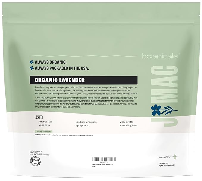 J MAC BOTANICALS, Organic Lavender Buds (32 oz, 2 Pound Bag) Bulk, Dried Flowers, Flower