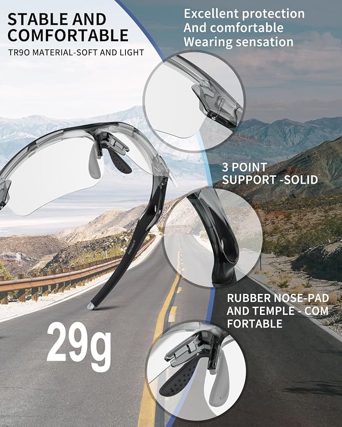 Polarized Sports Sunglasses for Men Women,UV400 Protection Sunglass for Running Cycling Fishing Hiking TR90