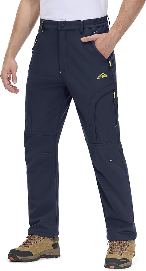 MAGCOMSEN Snow Pants for Men Water Resistant Fleece Lined 5 Zipper Pockets Winter Snowboard Hiking Insulated Ski Pants