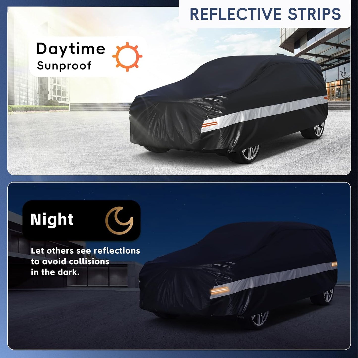 10 Layers SUV Car Cover Custom Fit for Chevy Tahoe (2007-2024) Waterproof All Weather for Automobiles, Outdoor Full Cover Sun UV Rain Protection with Cotton.Black