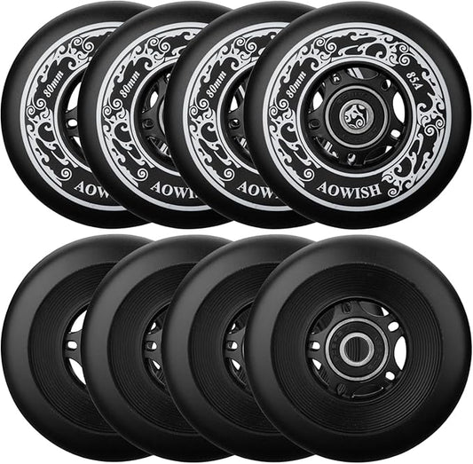 8-Pack Inline Skate Replacement Wheels 85A Outdoor Asphalt Formula Roller Blades Wheels Indoor Roller Blades Wheels with Bearings ABEC-9 & Floating Spacers
