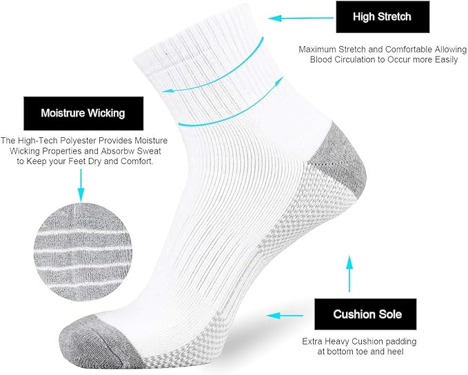 ONKE Max Full Cushion Low Cut Quarter Socks for Men Athletic Running Training Work Thick Warm Moisture Control Anti Blister
