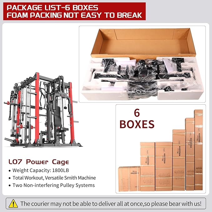 Power Cage,1600lbs Multi-Function Power Rack with Adjustable Cable Crossover System and More Training Attachment, Weight Cage for Home Gym