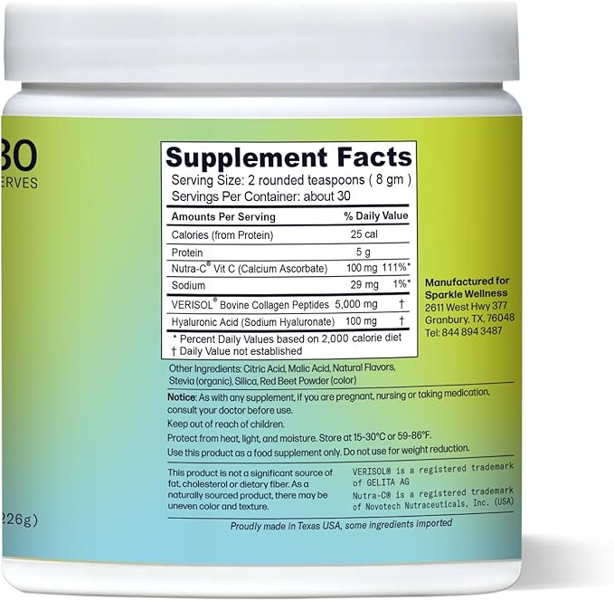 Skin Boost Plus (Acai Lemonade) [30-Serves] | Collagen Powder Supplement with VERISOL Bioactive Hydrolyzed Collagen Peptides, Vitamin C & Hyaluronic Acid to Improve Skin Elasticity