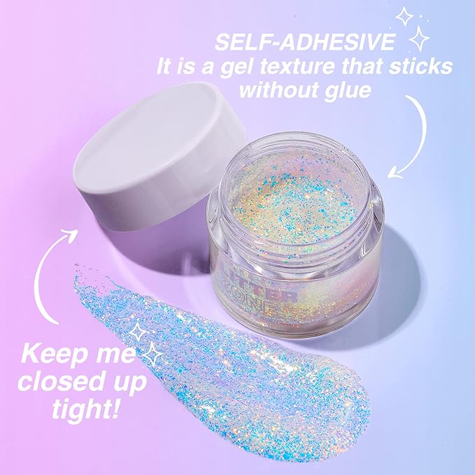 LANGMANNI Holographic Body Glitter Gel for Body, Face, Hair and Lip.Color Changing Glitter Gel Under Light. Vegan & Cruelty Free-1.35 oz (3# Neon Violet)