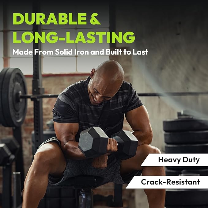 Hex Dumbbell Set, 45-400 lb Set Rubber Encased Exercise & Fitness Dumbbells, Weights Dumbbells Set, Hand Weight for Strength Training