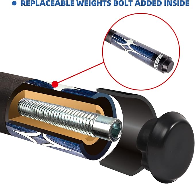 GSE Games & Sports Expert 58" 2-Piece Canadian Maple Hardwood Billiard Pool Cue Sticks for Men/Women, House or Commercial/Bar Use (Several Colors, Weight 18oz, 19oz, 20oz, 21oz Available)