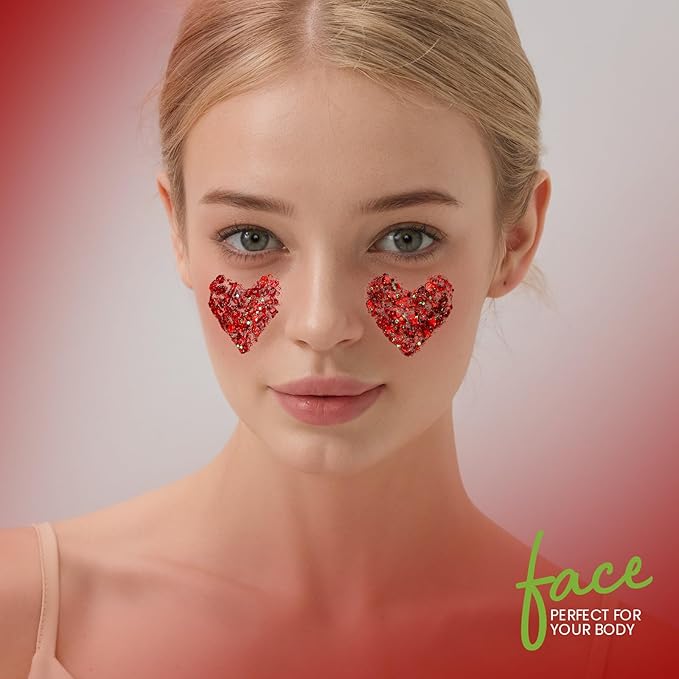 Teenitor Body Glitter, Red Body Glitter Gel, Hair Glitter, Face Glitter, 80g/2.8oz Red Glitter Gel for Face, Makeup, Hair, Eye