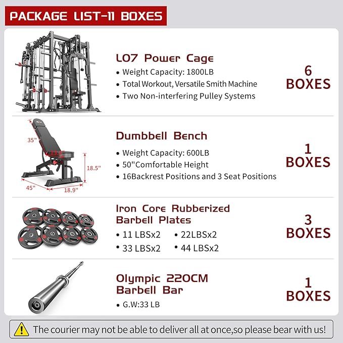 Smith Machine Power Rack Multifunctional Power Cage Deep Squat Rack Cable Crossover System Selectable More Training Attachment for Garage & Home Gym