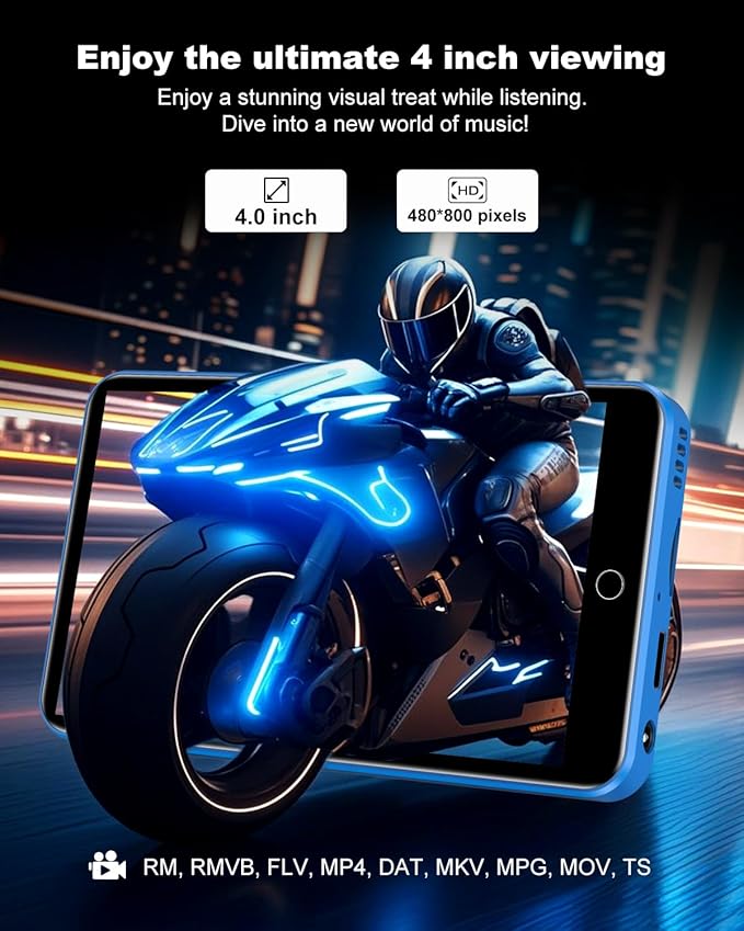 80GB MP3 Player with Bluetooth and WiFi, ZAQE 4" HD Full Touch Screen MP3 Player with Spotify, Amazon Music,YouTube,Pandora,Libby,Android MP4 Music Player for Kids