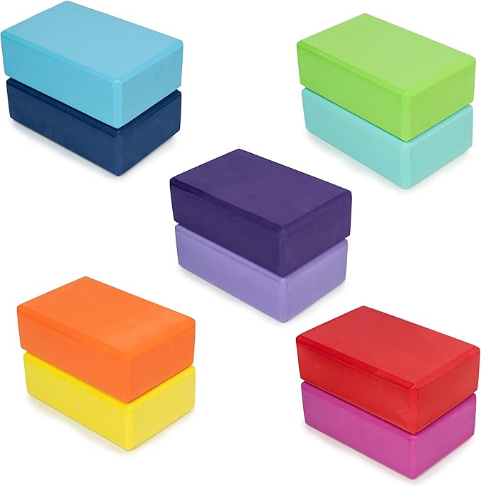 3" Yoga Block, 10 Pack Bulk EVA Foam Yoga Blocks, Firm and Supportive Yoga Brick, Balance Foam for Stretching, Pilates, and Workout, 3" x 6" x 9"
