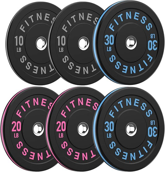 2 Inch Bumper Plates，10-500lbs，Barbell Rubber Olympic Weight Plates Set for Home Gym, Strength Training & Weight Lifting, Multiple Options Colors