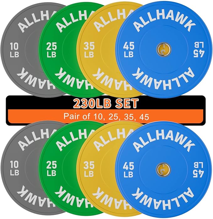 Colored Olympic Weight Plates, 2-inch Rubber Bumper Plate Set for Home Gym Barbell Weight Lifting and Strength Training