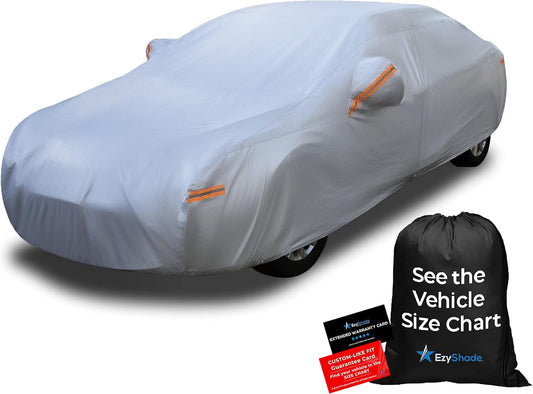 EzyShade 10-Layer Car Cover Waterproof All Weather. See Vehicle Size-Chart for Accurate Fit. Outdoor Full Exterior Covers for Automobiles Sedan Hatch SUV Rain Sun Protection. Size A5 (See SizeChart)