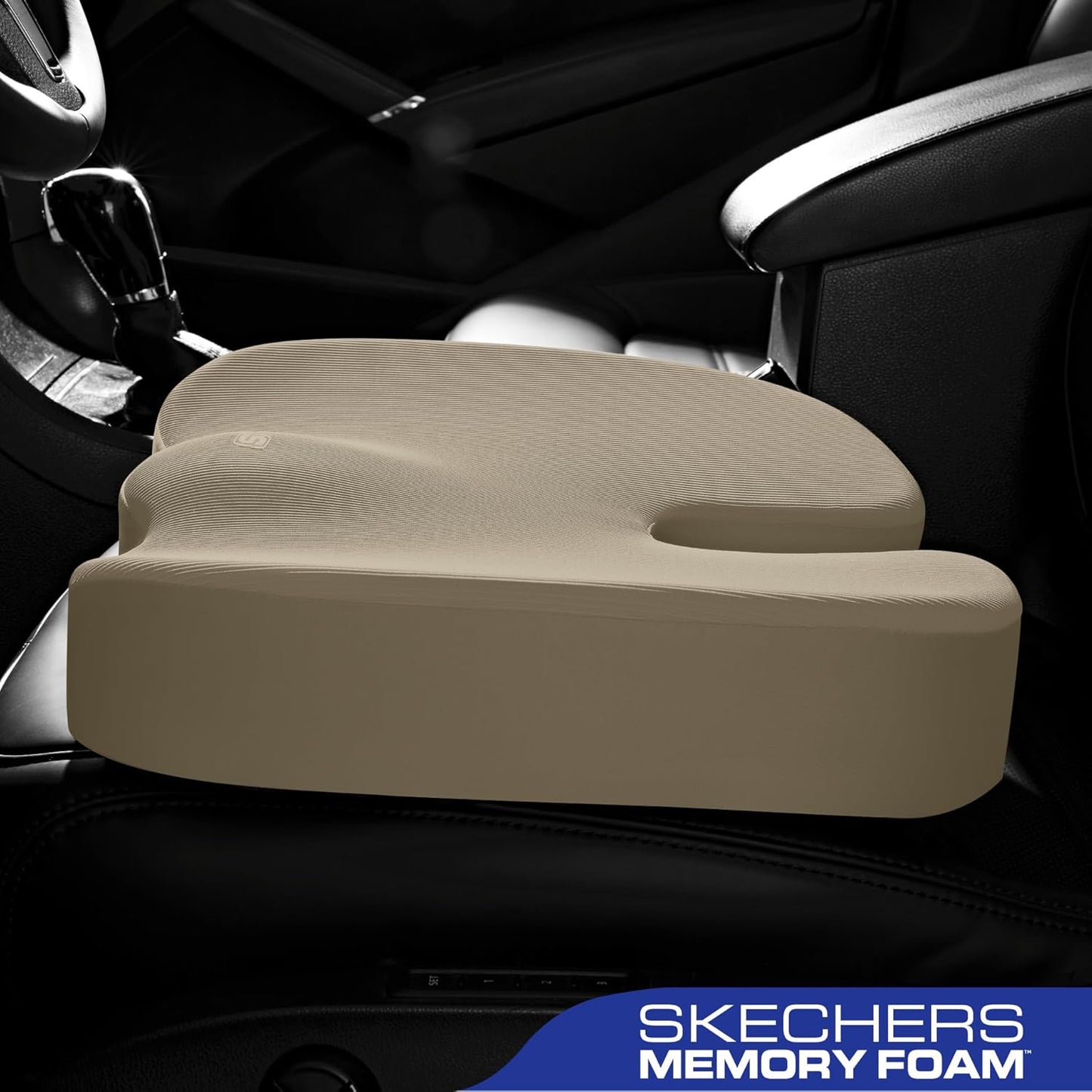 Skechers Memory Foam Seat Cushion,Office Chair Cushion for Tailbone Pain Relief,Butt Pillow for Office Chair,Car seat Cushion,Computer Desk,Long Sitting Office Workers,and Car Drivers,Beige
