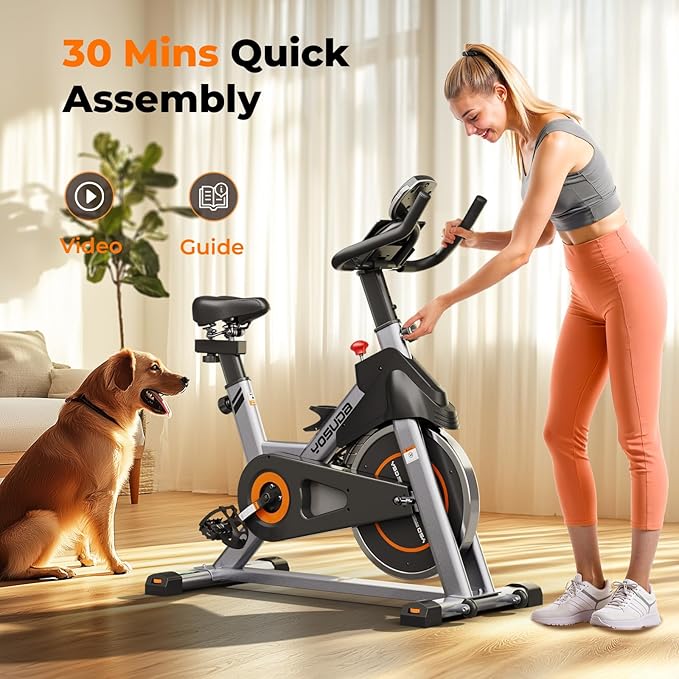 YOSUDA Exercise Bike, Brake Pad Stationary Bike for Home with Exclusive App, Magnetic Indoor Cycling Bike with 300 lb Weight Capacity, Low Noise, Tablet Holder and Fitness Courses for Weight Loss