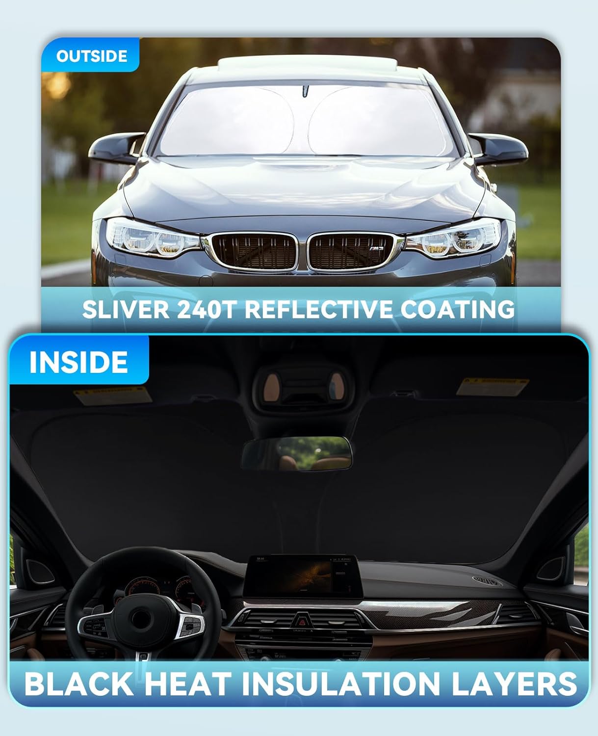 Windshield Sun Shade Sunshade for 2014-2016 2017 Audi Q5 SQ5 Premium, Premium Plus, Prestige Crossover SUV Heat Protection Accessories Windshield Cover for Audi Q5 Front Window Protector Sun Visor