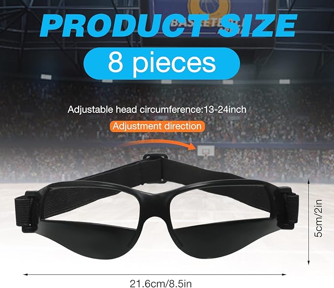 Weewooday 8 Pack Basketball Dribbling Goggles Adjustable Sport Training Glasses Black Dribble Goggles for Basketball Training Equipment for Men
