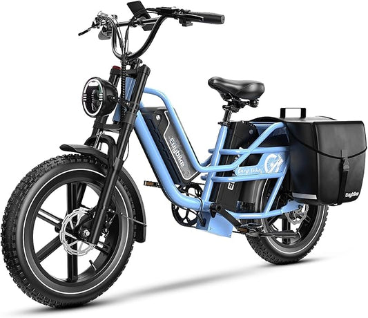 Dual Battery Electric Bike for Adults, 160 Miles Long Range Cargo Ebike with 48V 60AH Removable 2880WH Battery, 1450W Peak Motor 34MPH Electric Bicycle, 20" x 4" Fat Tire Hydraulic Brakes E Bike